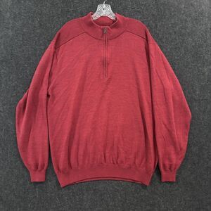 Cutter & Buck Sweater Men's XXL Tall Red Merino Wool Blend Quarter Zip Pullover